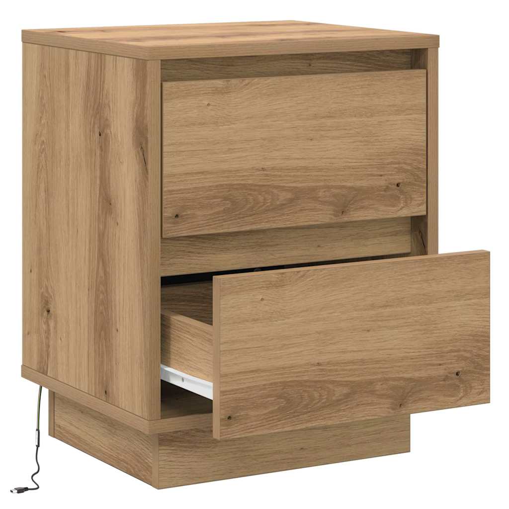 Bedside Cabinet with Drawer 2 pcs Artisan oak 39 x 34.5 x 50 cm